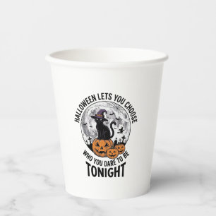 Gobelets En Papier Citation de chat Halloween Citrouille Sombre Sorci