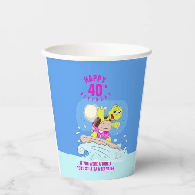 Gobelets En Papier Citation drôle de 40ème anniversaire (Recto)