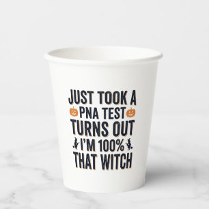 Gobelets En Papier Citation drôle de sorcière pour test de Halloween 
