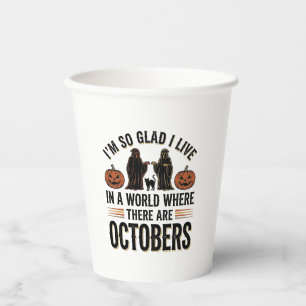 Gobelets En Papier Citation Halloween Vintage Octobre Dessin Chat Cit
