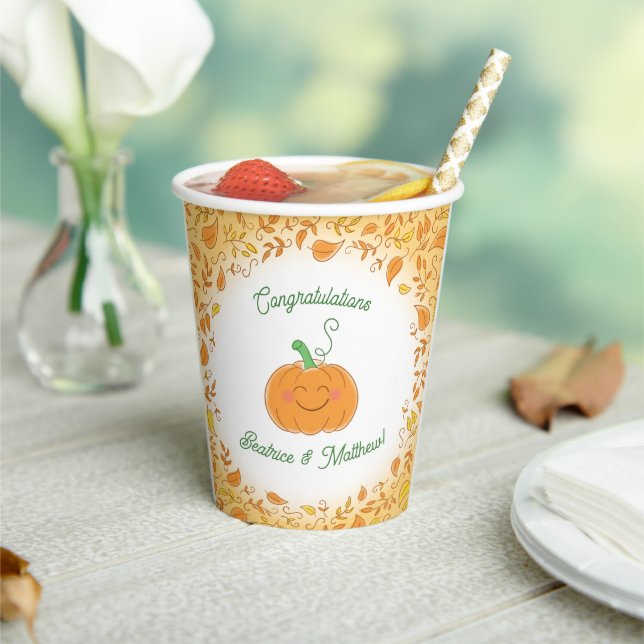 Gobelets En Papier Citrouille Baby shower mignon automne (Insitu)