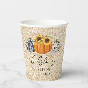 Gobelets En Papier Citrouille d'automne Sunflower Burlap Baby Sprinkl