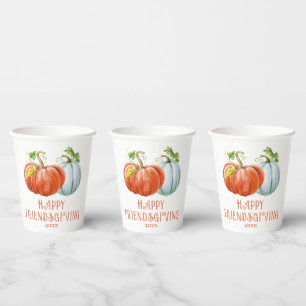 Gobelets En Papier Citrouille Happy Friendsgiving brûlé orange chute