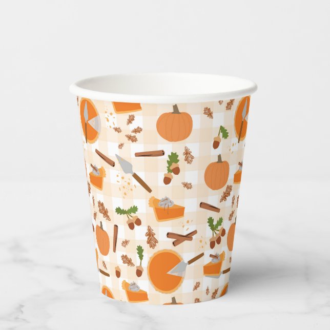 Gobelets En Papier Citrouille Pie Automne Motif d'automne (Recto)