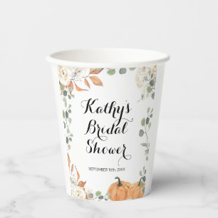 Gobelets En Papier Citrouille rustique Chute d'amour Boho Floral Cups