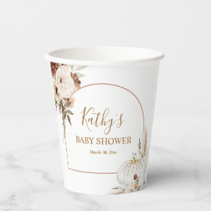 Gobelets En Papier Citrouille Rustique Floral Arc Boho Tombe Dans L'A