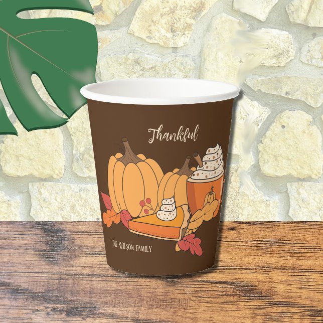 Gobelets En Papier Citrouille Tout Thanksgiving Brown Paper Cup (Thanksgiving brown and orange paper cup .)
