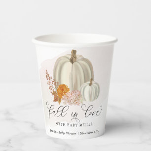 Gobelets En Papier Citrouilles blancs tomber dans l'amour Baby shower