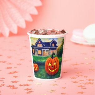 Gobelets En Papier Citrouilles d’Halloween illuminées