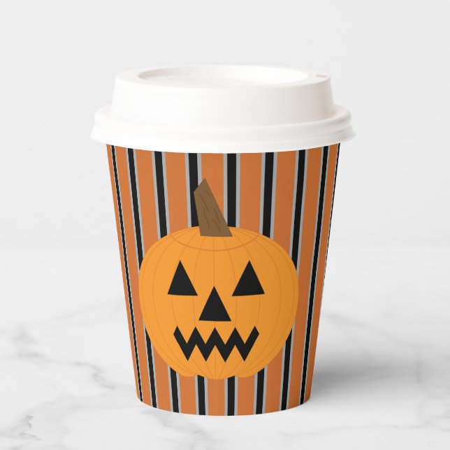 Gobelets En Papier Citrouilles d'Halloween amusants et fantaisistes (Recto)