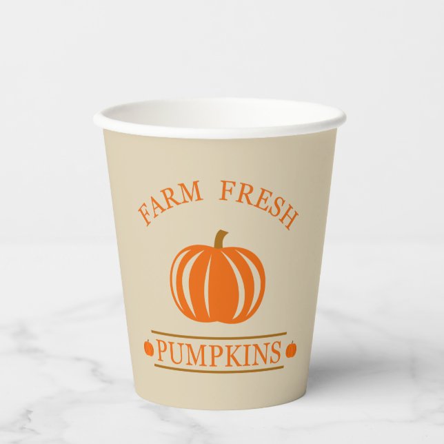 Gobelets En Papier Citrouilles frais de ferme automne (Recto)