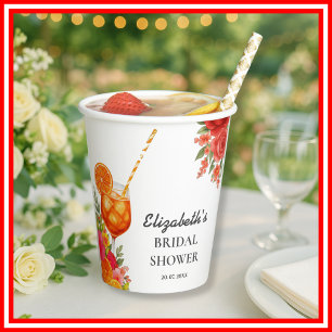 Gobelets En Papier Citrus Orange Love au Premier Spritz Réception de