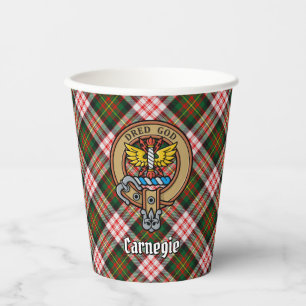 Gobelets En Papier Clan Carnegie Crest sur la robe Tartan