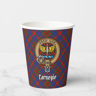 Gobelets En Papier Clan Carnegie Crest sur Tartan