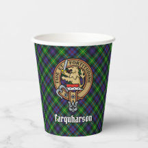 Clan Farquharson Crest sur Tartan Paper Cups