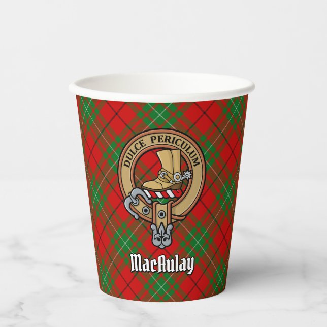 Gobelets En Papier Clan MacAulay Crest sur Tartan Paper Cups (Recto)