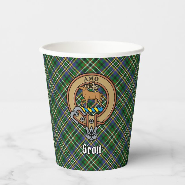 Gobelets En Papier Clan Scott Crest sur les tasses de papier tartan v (Recto)