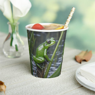 Gobelets En Papier "Clarté cristalline : Grenouille verte en verre su