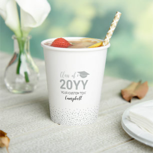 Gobelets En Papier Classe Argent Confetti de 2022 Graduation Party