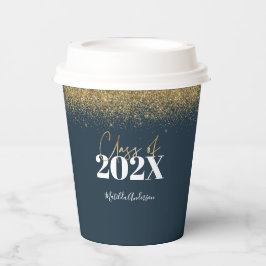Gobelets En Papier classe de graduation de parties scintillant bleue 