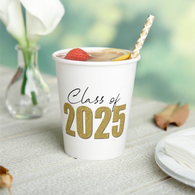 Gobelets En Papier Classe de Parties scintillant d'or de 2025 (Insitu)