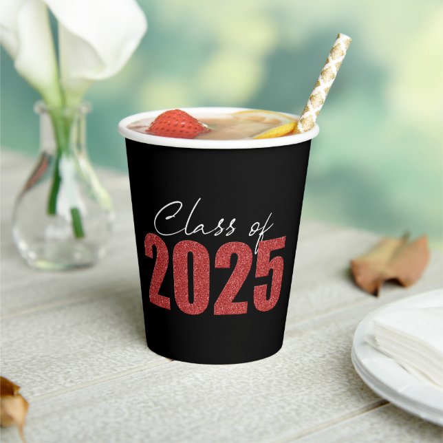Gobelets En Papier Classe Parties scintillant rouge de 2025 (Insitu)