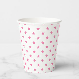 Gobelets En Papier Classic Stars Fuchsia Pink - White