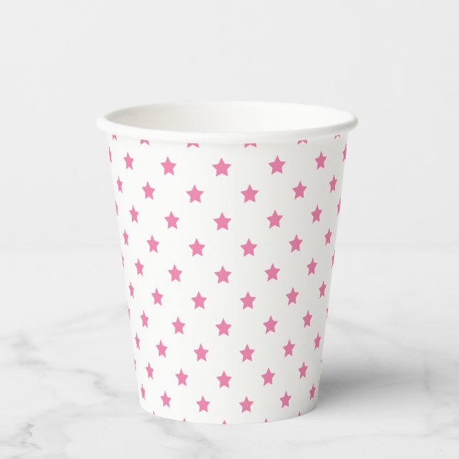 Gobelets En Papier Classic Stars Fuchsia Pink - White (Recto)