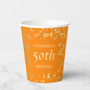 Gobelets En Papier Classy Egypt Gold arrose Orange Anniversaire