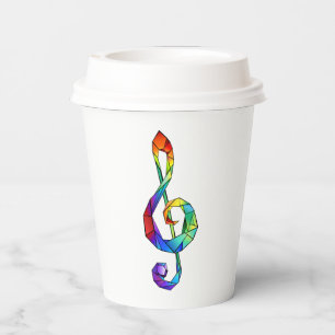 Gobelets En Papier Clé de la musique arc-en-ciel