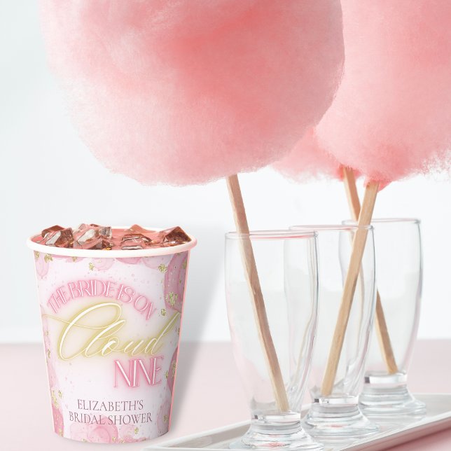 Gobelets En Papier Cloud Nine 9 Glow Rose Gold Pailletés Enterrement  (Créateur téléchargé)