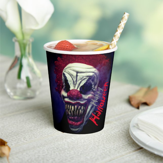 Gobelets En Papier Clown monstre d'horreur d'Halloween (Insitu)