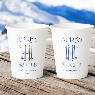 Gobelets En Papier Club Après-Ski Fête de Bachelorette Hiver Ski