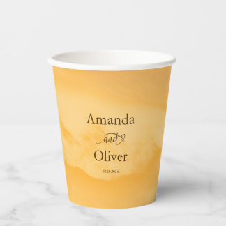 Gobelets En Papier Coastal Chic Golden Sand Turquoise Mariage d'eau