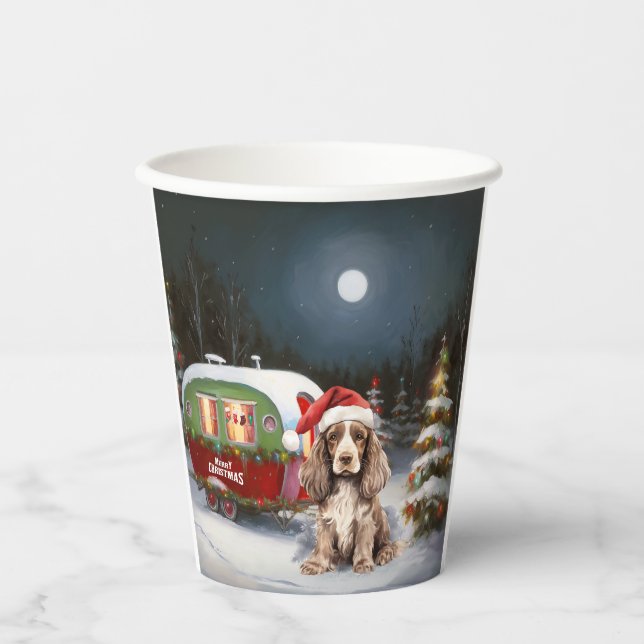 Gobelets En Papier Cocker d'hiver Spaniel Caravan Christmas Adventure (Recto)