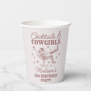 Gobelets En Papier Cocktails Bourgogne et Cowgirls Rodeo Anniversaire