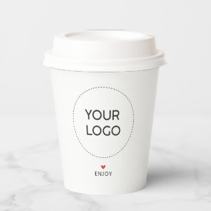Gobelets En Papier Code QR du logo d'entreprise Simple Heart en papie