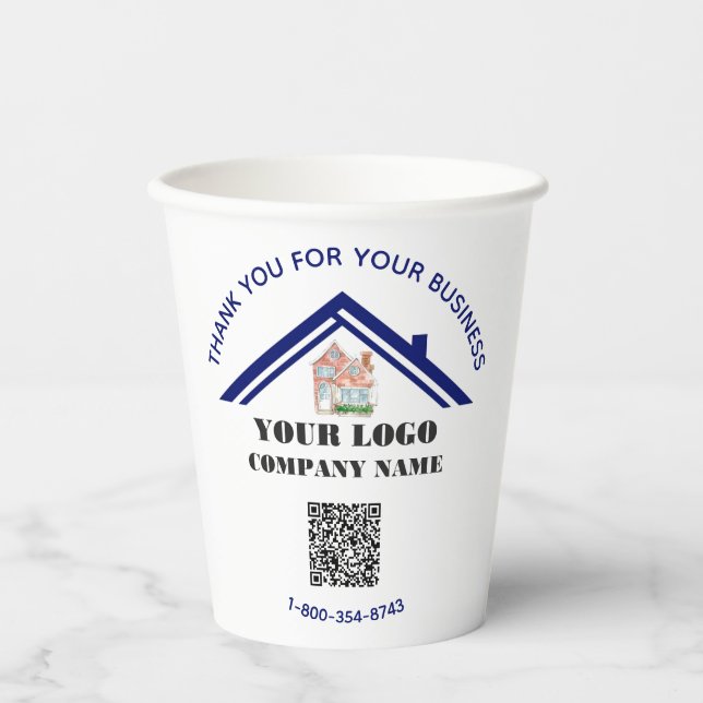 Gobelets En Papier Code QR personnalisé du logo du Merci d'affaires   (Recto)