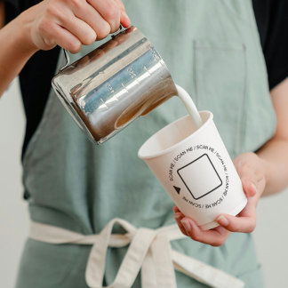 Gobelets En Papier Code QR professionnel personnalisé noir et blanc B