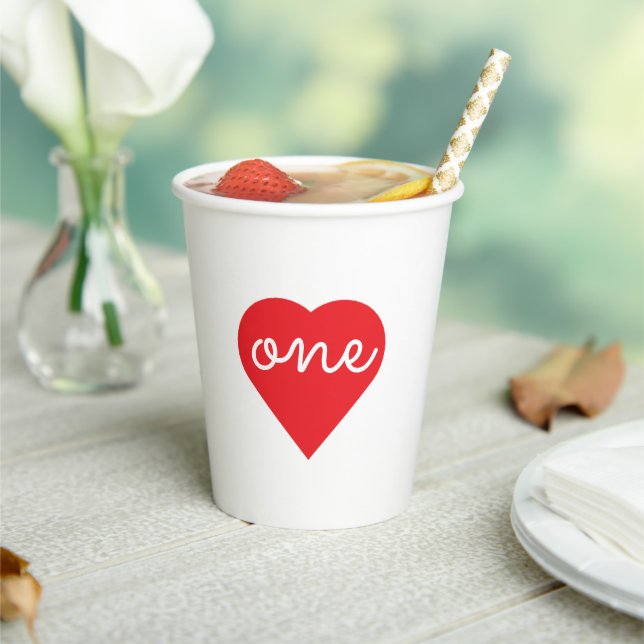 Gobelets En Papier Coeur 1er anniversaire (Insitu)