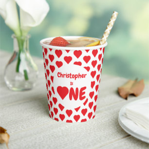Gobelets En Papier Coeur 1er anniversaire