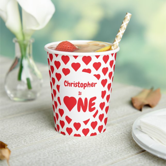 Gobelets En Papier Coeur 1er anniversaire (Insitu)