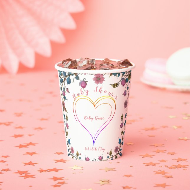 Gobelets En Papier Coeur baby shower (Insitu)