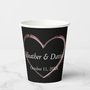 Gobelets En Papier Cœur d'amour Attrayant Mariage Charmant