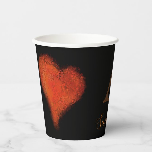 Gobelets En Papier Coeur rouge rustique (Recto)