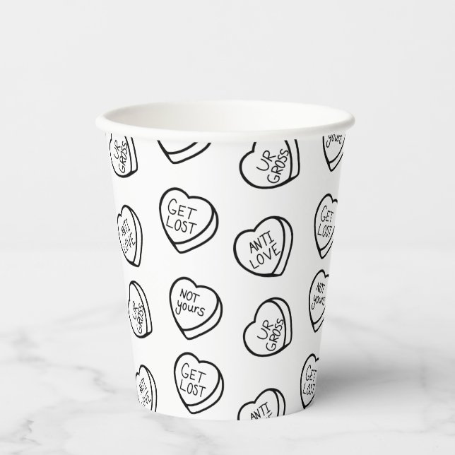 Gobelets En Papier Coeurs bonbons de la Saint-Valentin (Recto)