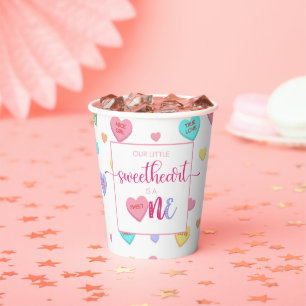Gobelets En Papier Coeurs de conversation 1er Anniversaire Coupe de f