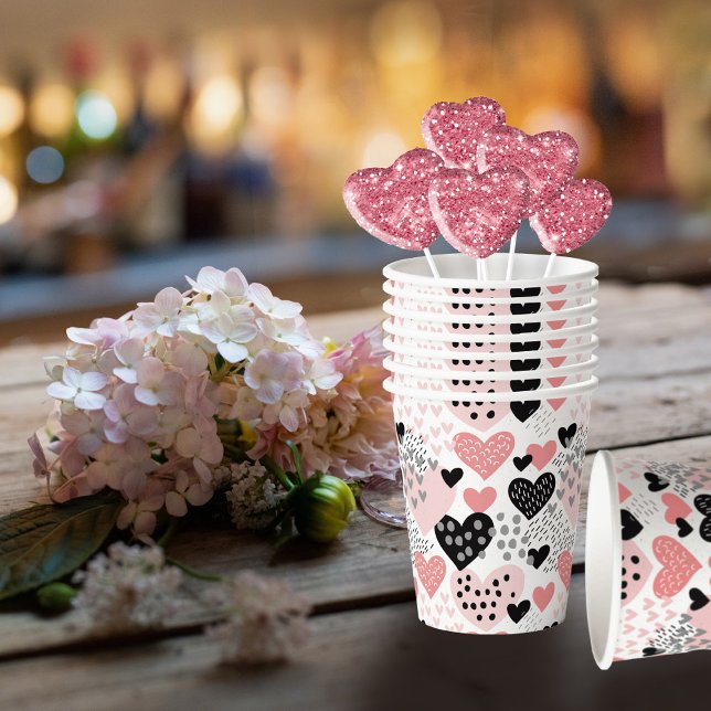 Gobelets En Papier Coeurs et points tirés à la main ID Motif471 (Créateur téléchargé)