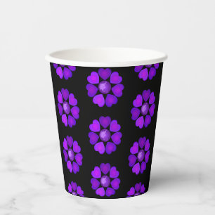 Gobelets En Papier Coeurs pourpres battant B&W