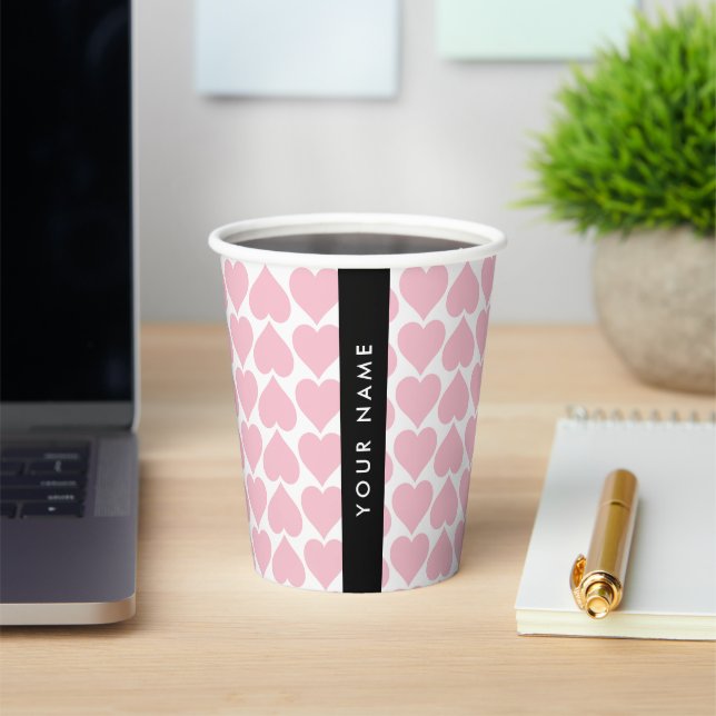 Gobelets En Papier Coeurs roses, Romantique, Votre Nom, Personnaliser (Insitu)